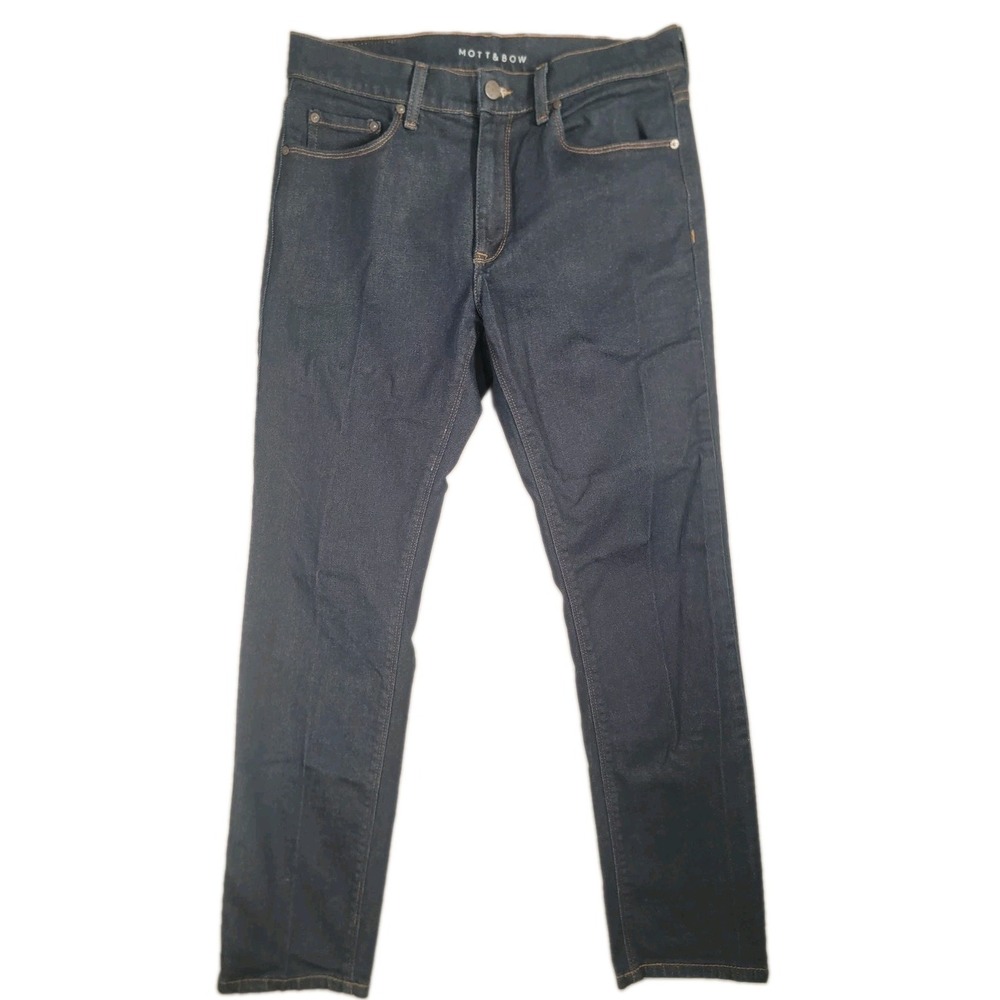 Mott & Bow Jeans Mens 32x30 Slim Fit Dark Wash Indigo Raw Stretch Denim Pants 32
